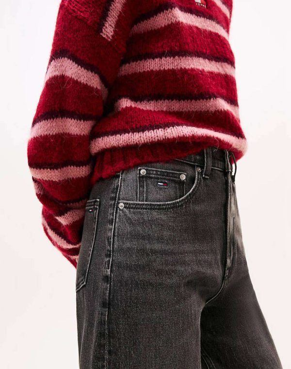 TOMMY JEANS Ψηλόμεσο Mom Τζιν Σε Tapered Γραμμή-DW0DW21812-Denim Black/Μαύρο