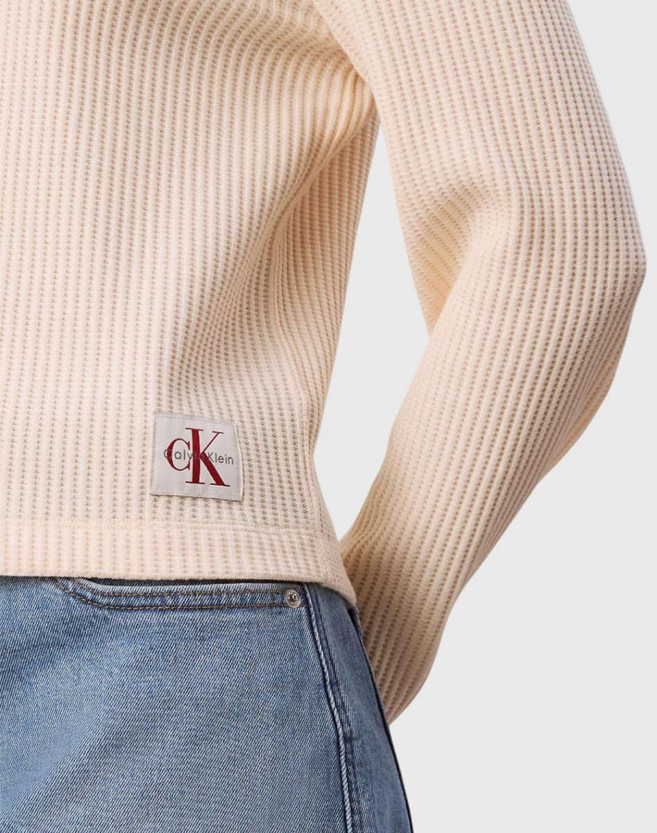 Calvin Klein Μπλούζα regular fit-LV047D225-Cream-Κρέμα Calvin Klein Μπλούζα regular fit-LV047D225-Cream-Κρέμα