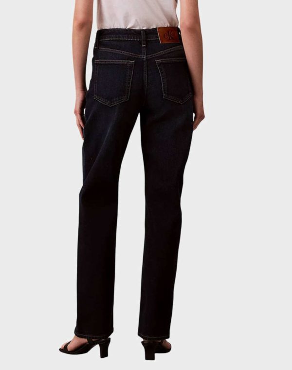 CALVIN KLEIN JEANS HIGH RISE STRAIGHT OXBOW-LV047B911-DenimDarkBlue-Μπλέ σκούρο
