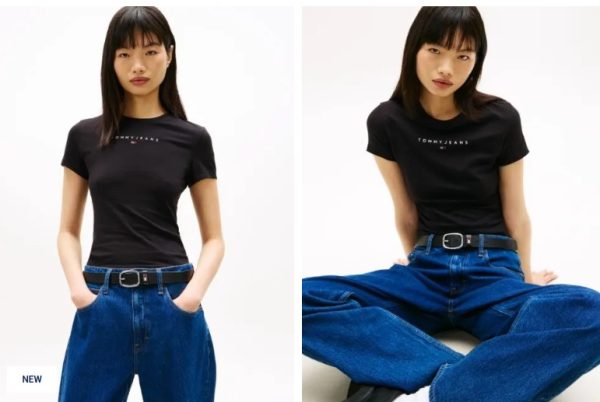 TOMMY JEANS Slim T-Shirt Με Linear Σχέδιο-DW0DW21550-Black /Μαύρο