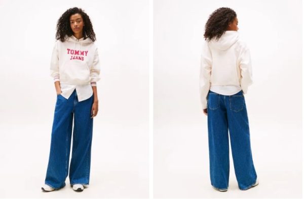 TOMMY JEANS Varsity Hoody Σε Boxy Γραμμή Με Appliqué Λογότυπο-DW0DW21598-Ancient White/Λευκό