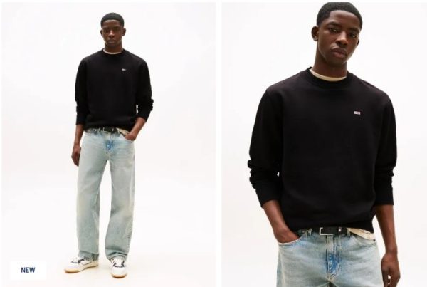 TOMMY JEANS Άνετο Φούτερ Με Σημαία και Στρογγυλή Λαιμόκοψη-DM0DM20741-Black/Μαύρο