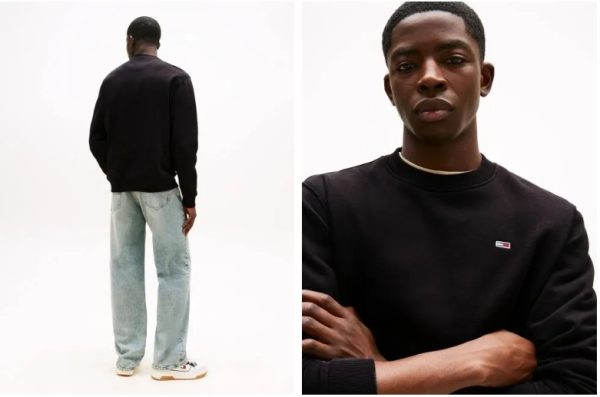 TOMMY JEANS Άνετο Φούτερ Με Σημαία και Στρογγυλή Λαιμόκοψη-DM0DM20741-Black/Μαύρο