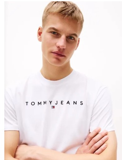 TOMMY JEANS T-Shirt Σε Κανονική Γραμμή Με Κεντητό Λογότυπο-DM0DM20744-White/Άσπρο