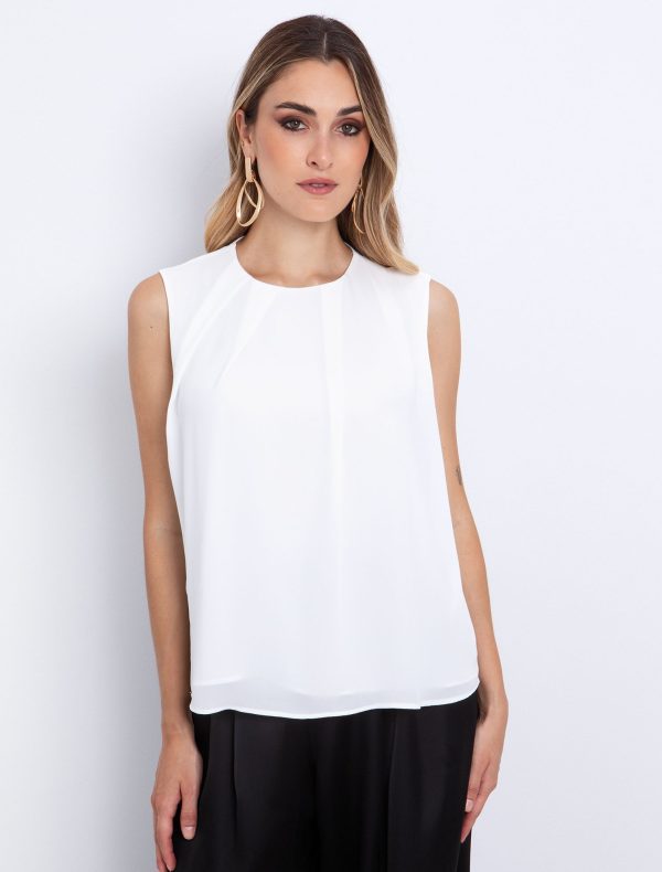 Toi&Moi Αμάνικη μπλούζα με πιέτες 30-5606-225-Off White/Υπόλευκο