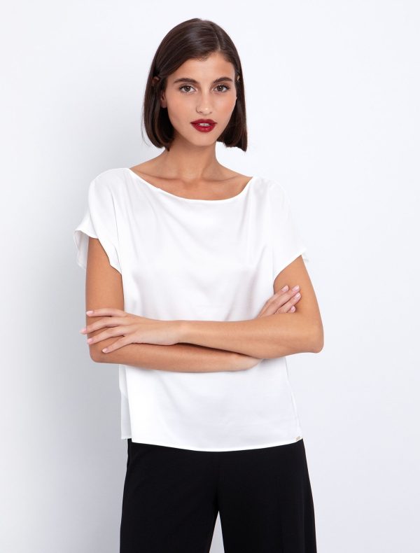 Toi&Moi Viscose σατινέ μπλούζα 30-5654-225-Off White/Υπόλευκο
