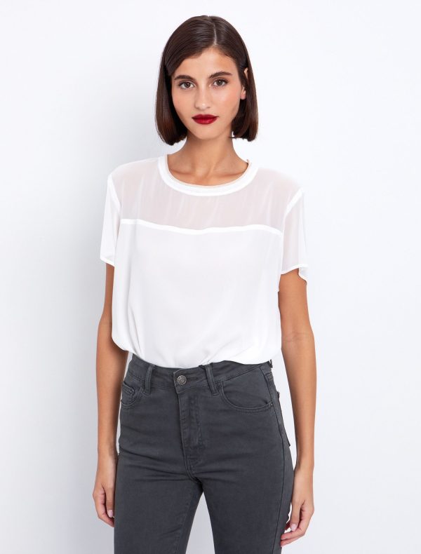 Toi&Moi Μπλούζα με διαφάνεια 30-5650-225-Off White/Υπόλευκο