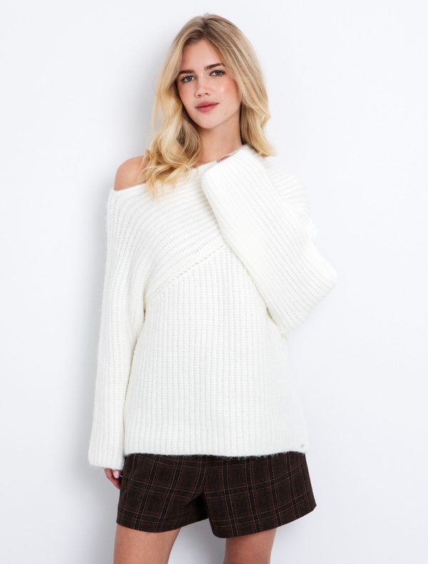 Toi&Moi Πουλόβερ με ασυμμετρία 70-4922-225-Off White/Υπόλευκο