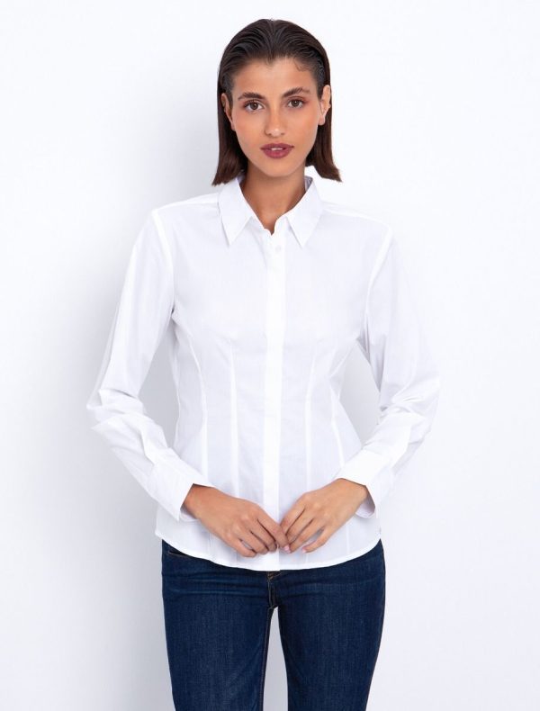 Toi&Moi Office πουκάμισο με ραφές 30-5595-225-Off White/Υπόλευκο