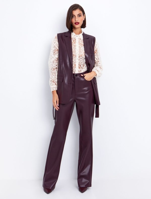 Toi&Moi Δερματίνη γιλέκο με ζώνη 40-0803-225-Damascene/Δαμασκηνί