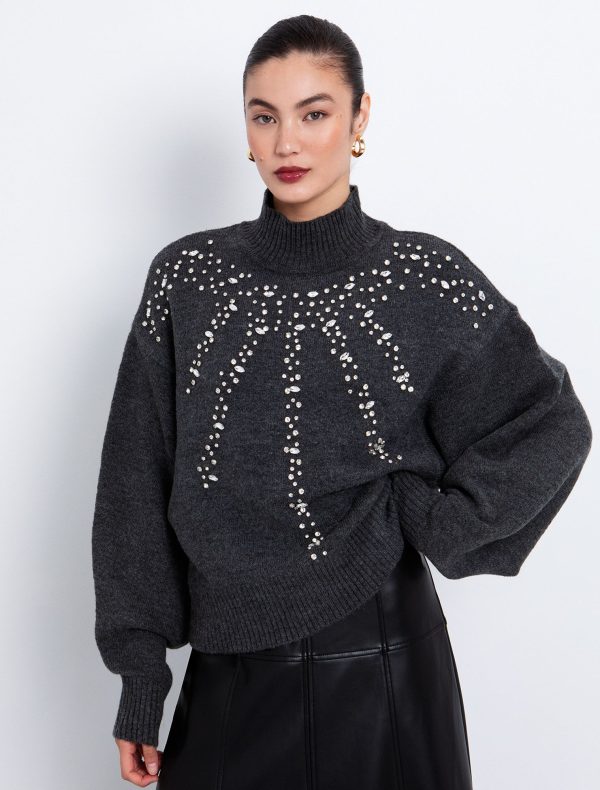 Toi&Moi Πουλόβερ με κρύσταλλα 70-4927-225-Anthracite/Ανθρακί