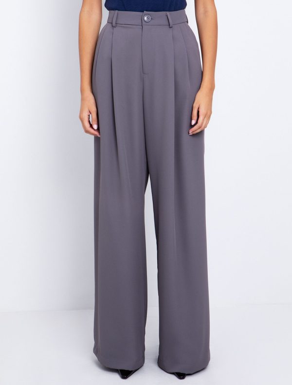 Toi&Moi Wide leg παντελόνι με πιέτες 20-5718-225-Grey/Γκρί