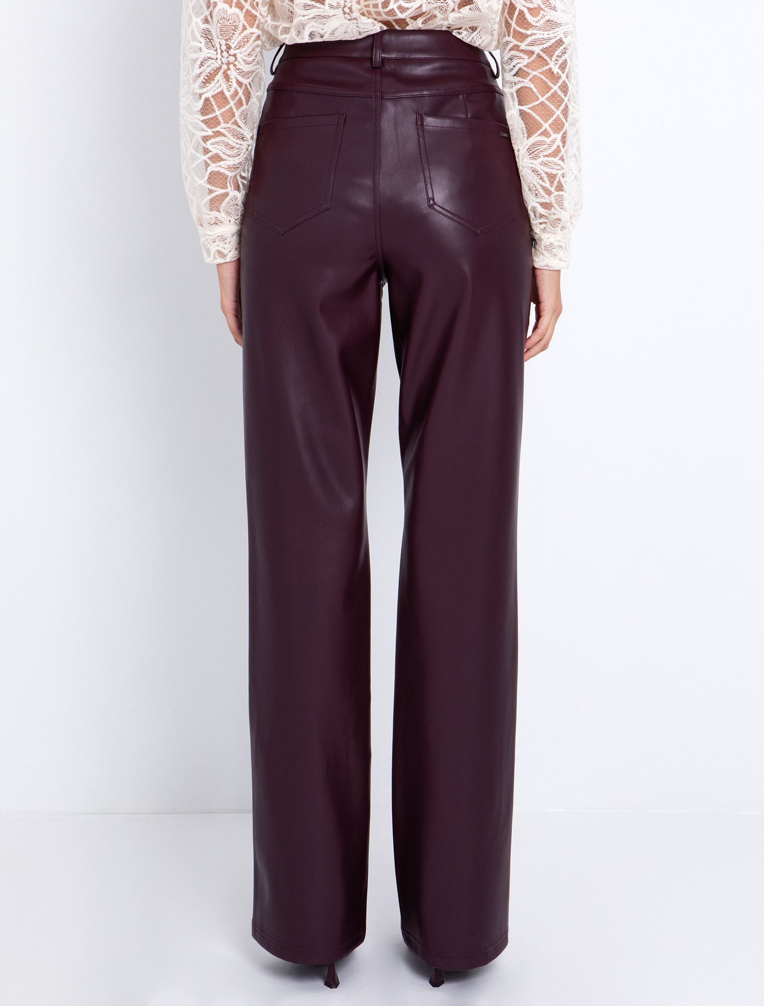 Toi&Moi Flared παντελόνι σε όψη δέρματος 20-5539-225-Damascene/Δαμασκηνί Toi&Moi Flared παντελόνι σε όψη δέρματος 20-5539-225-Damascene/Δαμασκηνί