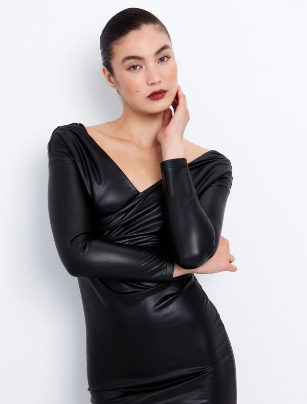 Toi&Moi Bodycon φόρεμα δερματίνη 50-6717-225-Black/Μαύρο