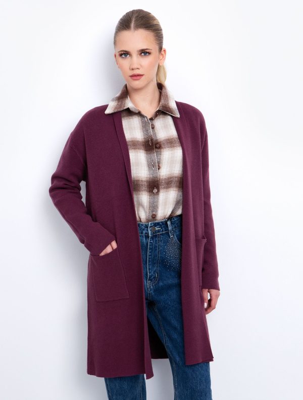 Toi&Moi Μακριά ζακέτα με τσέπες 70-4877-225-Damascene/Δαμασκηνί