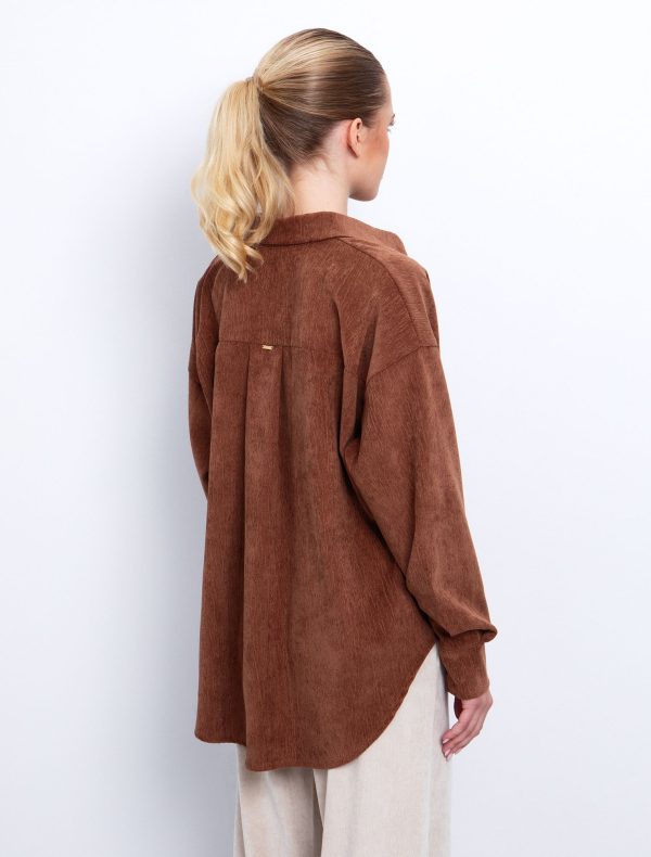 Toi&Moi Κοτλέ πουκάμισο ασύμμετρο 30-5725-225-Ivory/Ιβουάρ