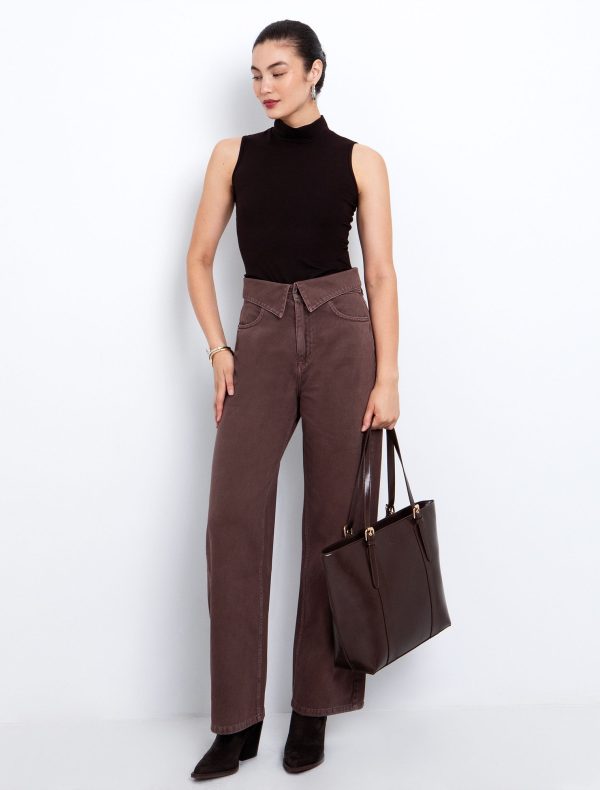 Toi&Moi Jean με γυριστή μέση 20-5744-225-Brown/Καφέ