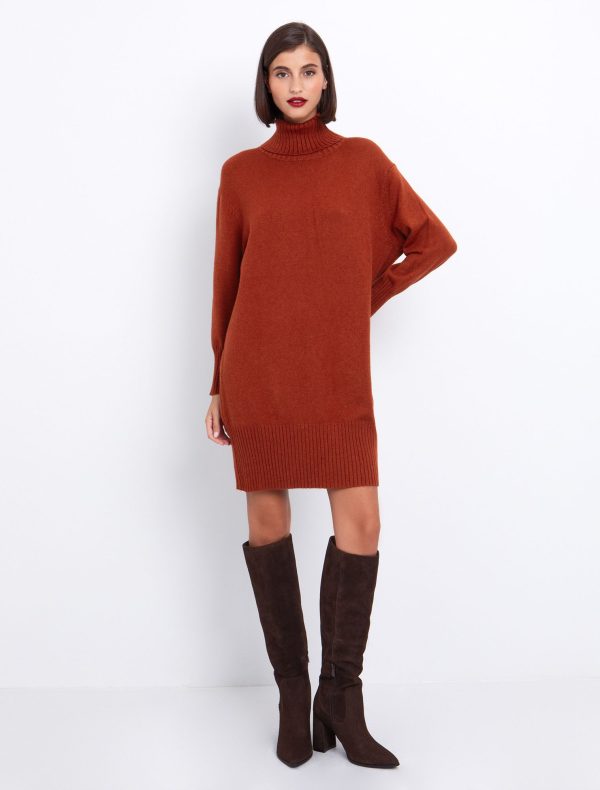 Toi&Moi Βasic πλεκτό φόρεμα ζιβάγκο 50-6658-225-Caramel/Καραμέλα