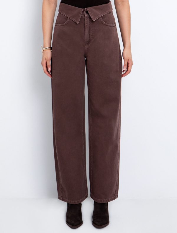 Toi&Moi Jean με γυριστή μέση 20-5744-225-Brown/Καφέ