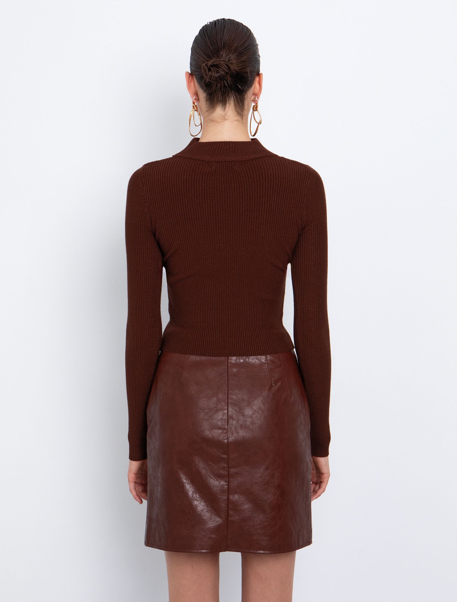 Toi&Moi Rib μπλούζα με choker 70-4898-225-Brown/Καφέ Toi&Moi Rib μπλούζα με choker 70-4898-225-Brown/Καφέ