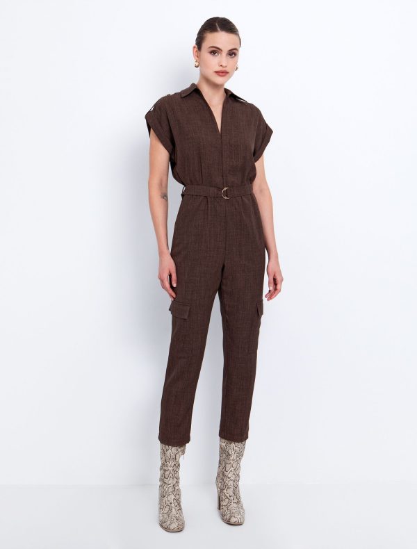 Toi&Moi Cargo ολόσωμη φόρμα με ζώνη 20-5721-225-Brown/Καφέ