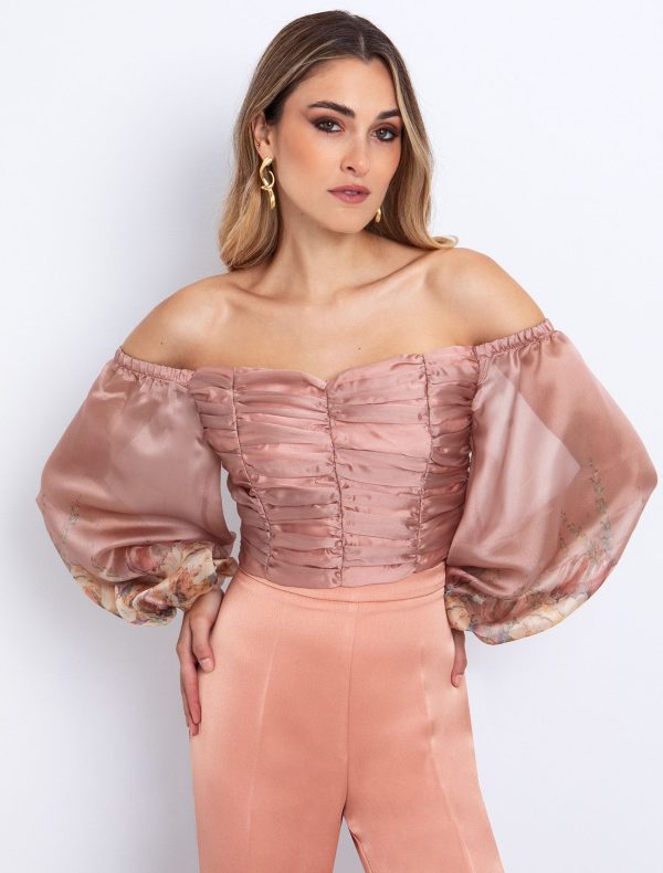 Toi&Moi Off shoulder τοπ φλοράλ μανίκι 30-5659-225-Printed/Εμπριμέ