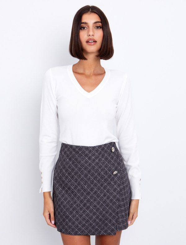 Toi&Moi Basic πλεκτή μπλούζα V-λαιμόκοψη 70-4818-225-Bordeaux/Μπορντώ