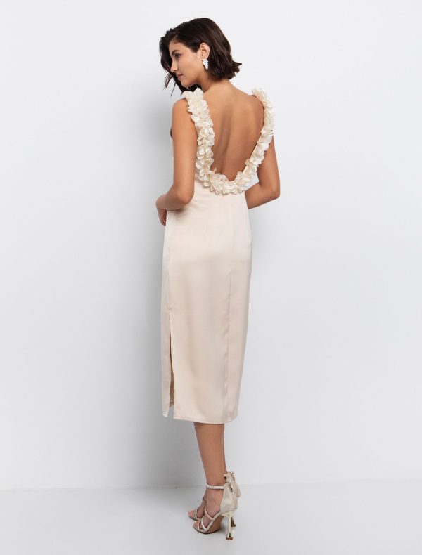 Toi&Moi Satin φόρεμα με 3dβολάν 50-6696-225-Cream/Κρέμ