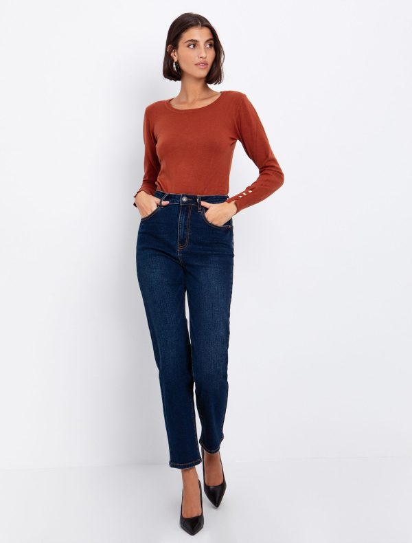 Toi&Moi Basic πλεκτή μπλούζα στρογγυλή λαιμόκοψη 70-4817-225-Caramel/Καραμέλα