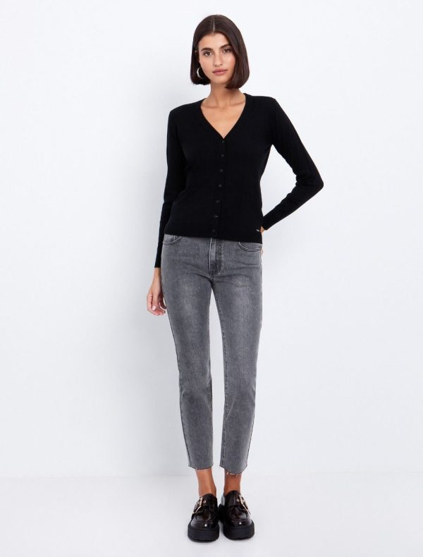 Toi&Moi Basic πλεκτή ζακέτα 70-4820-225-Black/Μαύρο