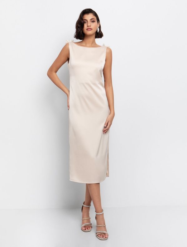 Toi&Moi Satin φόρεμα με 3dβολάν 50-6696-225-Cream/Κρέμ