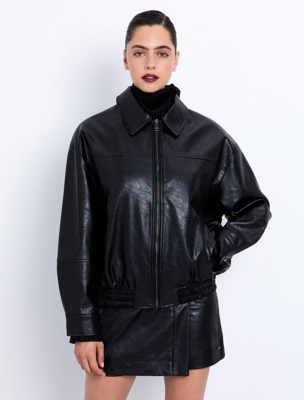 Toi&Moi Τζάκετ σε όψη δέρματος 60-1692-225-Black/Μαύρο