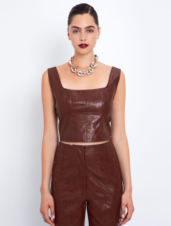 Toi&Moi Τοπ από δερματίνη 30-5484-225-Cognac/Κονιάκ