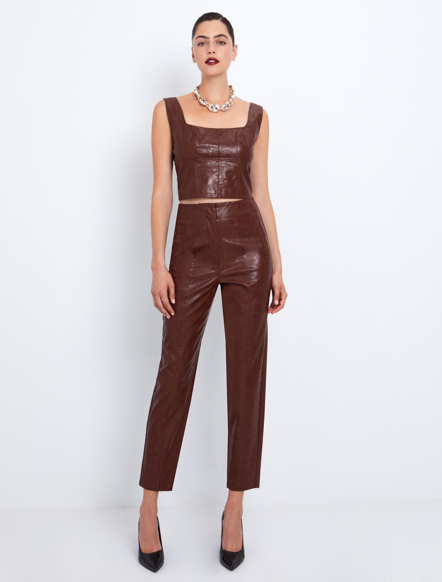 Toi&Moi Ψηλόμεσο παντελόνι από δερματίνη 20-5541-225-Cognac/Κονιάκ Toi&Moi Ψηλόμεσο παντελόνι από δερματίνη 20-5541-225-Cognac/Κονιάκ