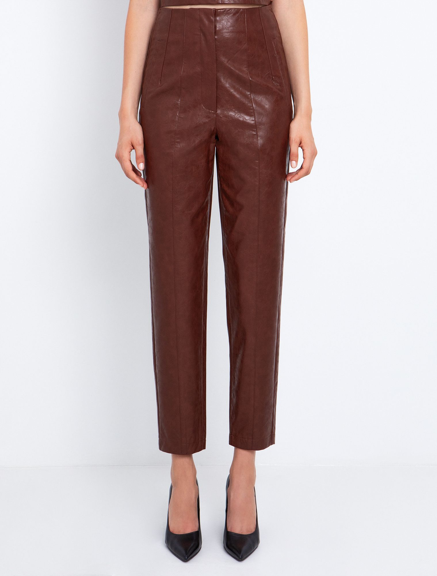 Toi&Moi Ψηλόμεσο παντελόνι από δερματίνη 20-5541-225-Cognac/Κονιάκ Toi&Moi Ψηλόμεσο παντελόνι από δερματίνη 20-5541-225-Cognac/Κονιάκ