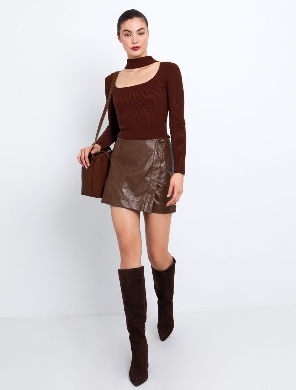 Toi&Moi Skort σε όψη δέρματος 20-5543-225-Cognac/Κονιάκ