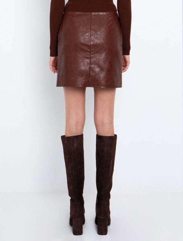 Toi&Moi Δερματίνη φούστα με εφέ τσέπης 10-3892-225_324-ΚΟΝΙΑΚ/COGNAC