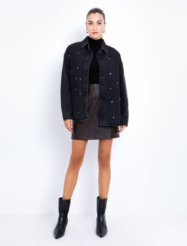 Toi&Moi Denim overshirt με κρύσταλλα 30-5507-225-Black/Μαύρο