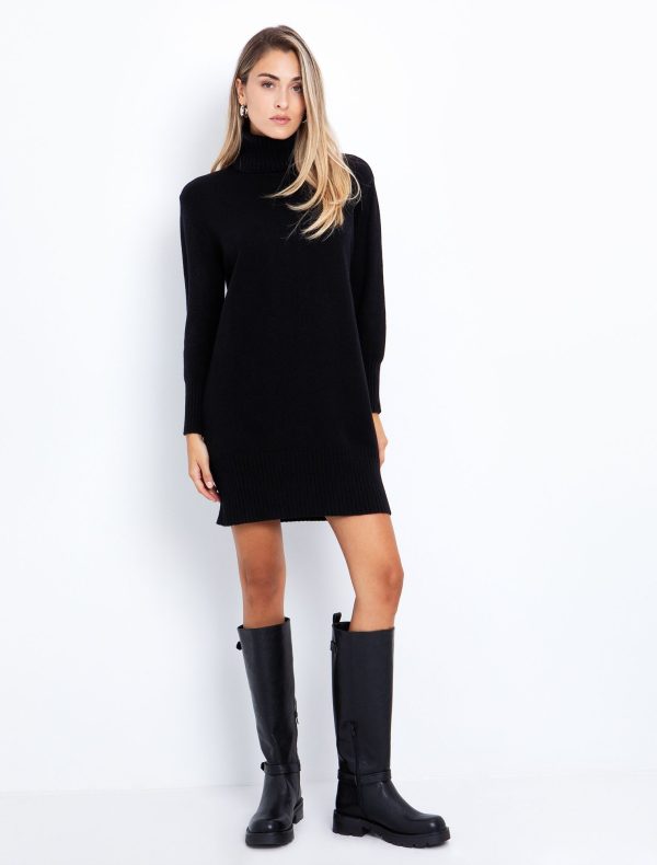 Toi&Moi Βasic πλεκτό φόρεμα ζιβάγκο 50-6658-225-Black/Μαύρο