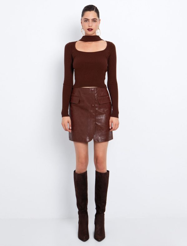 Toi&Moi Δερματίνη φούστα με εφέ τσέπης 10-3892-225-Black/Μαύρο