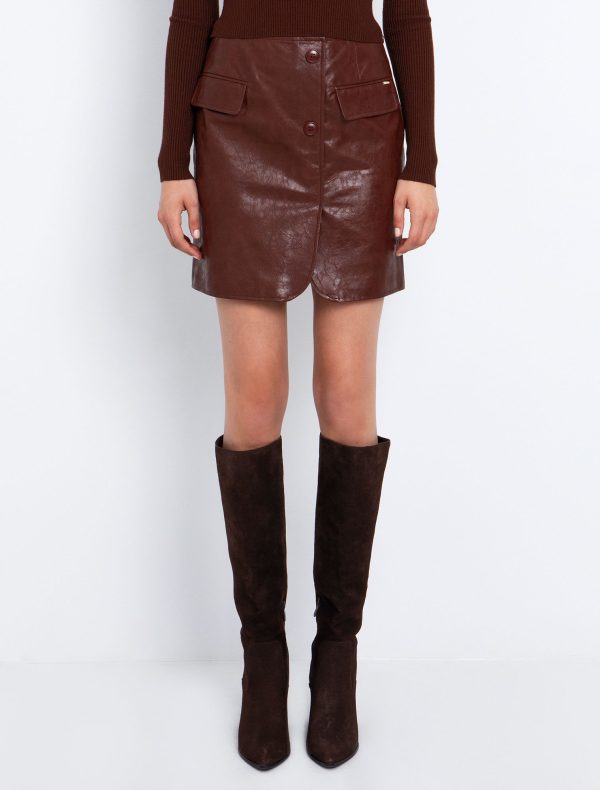 Toi&Moi Δερματίνη φούστα με εφέ τσέπης 10-3892-225-Black/Μαύρο