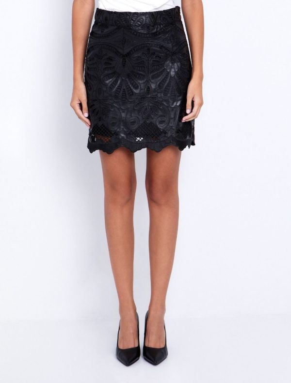 Toi&Moi Δαντέλα φούστα από δερματίνη 10-3950-225-Black/Μαύρο