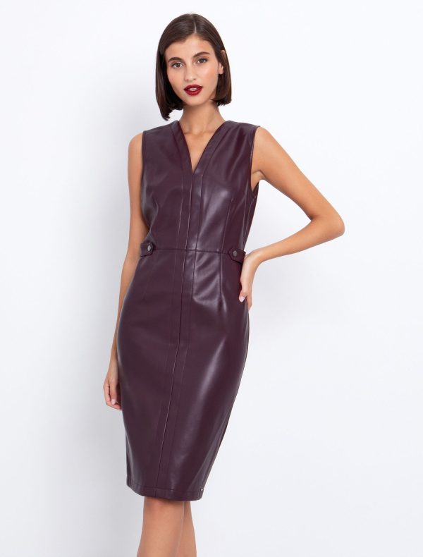 Toi&Moi Midi φόρεμα από δερματίνη 50-6482-225-Damascene/Δαμασκηνί