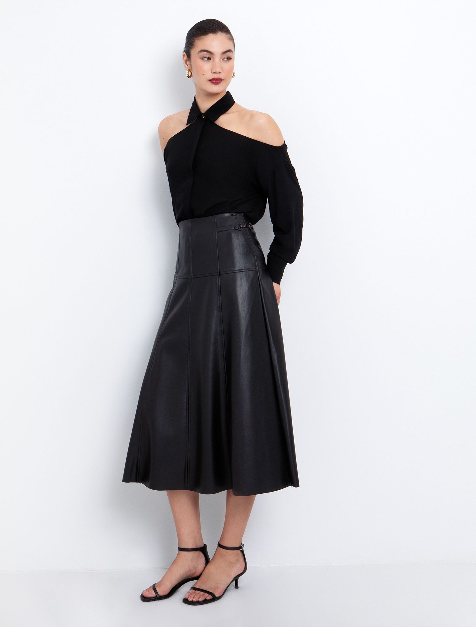 Toi&Moi Eβαζέ midi φούστα δερματίνη 10-3890-225-Black/Μαύρο Toi&Moi Eβαζέ midi φούστα δερματίνη 10-3890-225-Black/Μαύρο