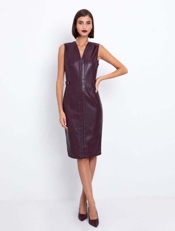 Toi&Moi Midi φόρεμα από δερματίνη 50-6482-225-Damascene/Δαμασκηνί