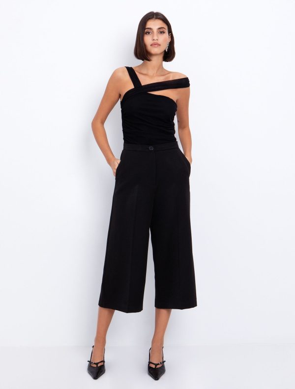 Toi&Moi Ζιπ κιλότ παντελόνι office 20-5701-225-Black/Μαύρο