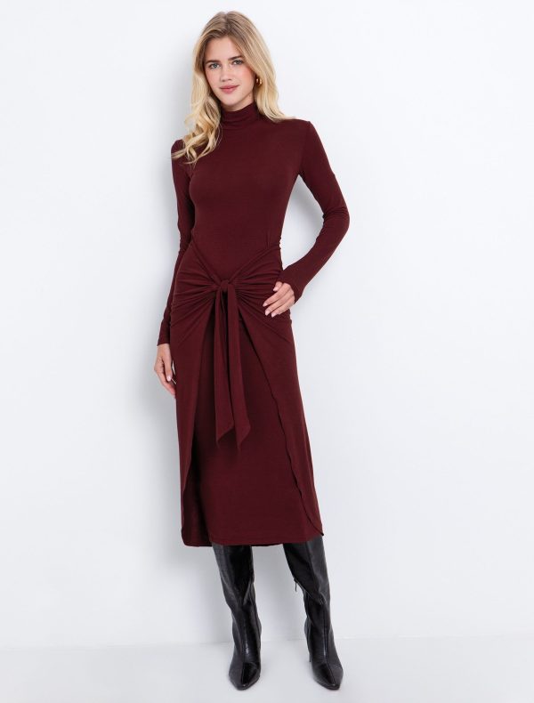 Toi&Moi Midi φόρεμα με δέσιμο 50-6710-225-Bordeaux/Μπορντώ