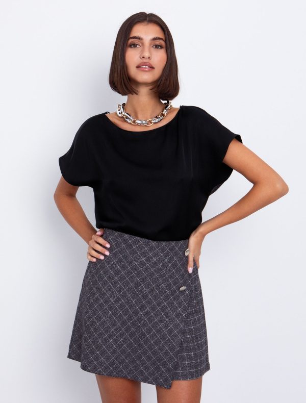 Toi&Moi Viscose σατινέ μπλούζα 30-5654-225-Black/Μαύρο