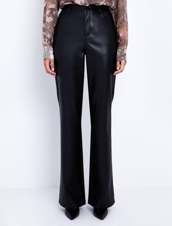 Toi&Moi Flared παντελόνι σε όψη δέρματος 20-5539-225-Black/Μαύρο