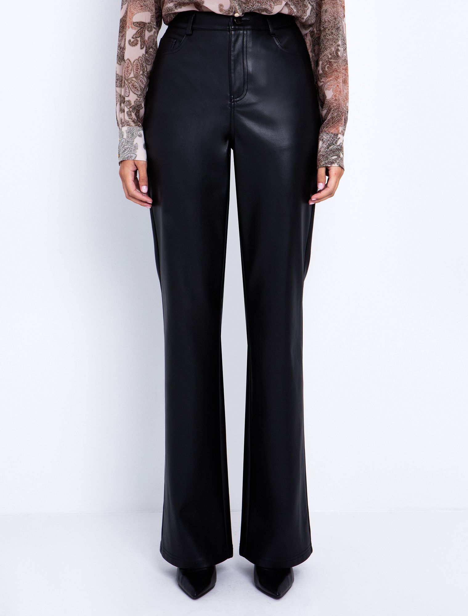 Toi&Moi Flared παντελόνι σε όψη δέρματος 20-5539-225-Black/Μαύρο Toi&Moi Flared παντελόνι σε όψη δέρματος 20-5539-225-Black/Μαύρο